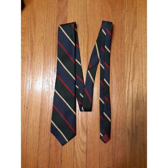 Totino firenze tie navy stripe green red blue handmade - Picture 3 of 3